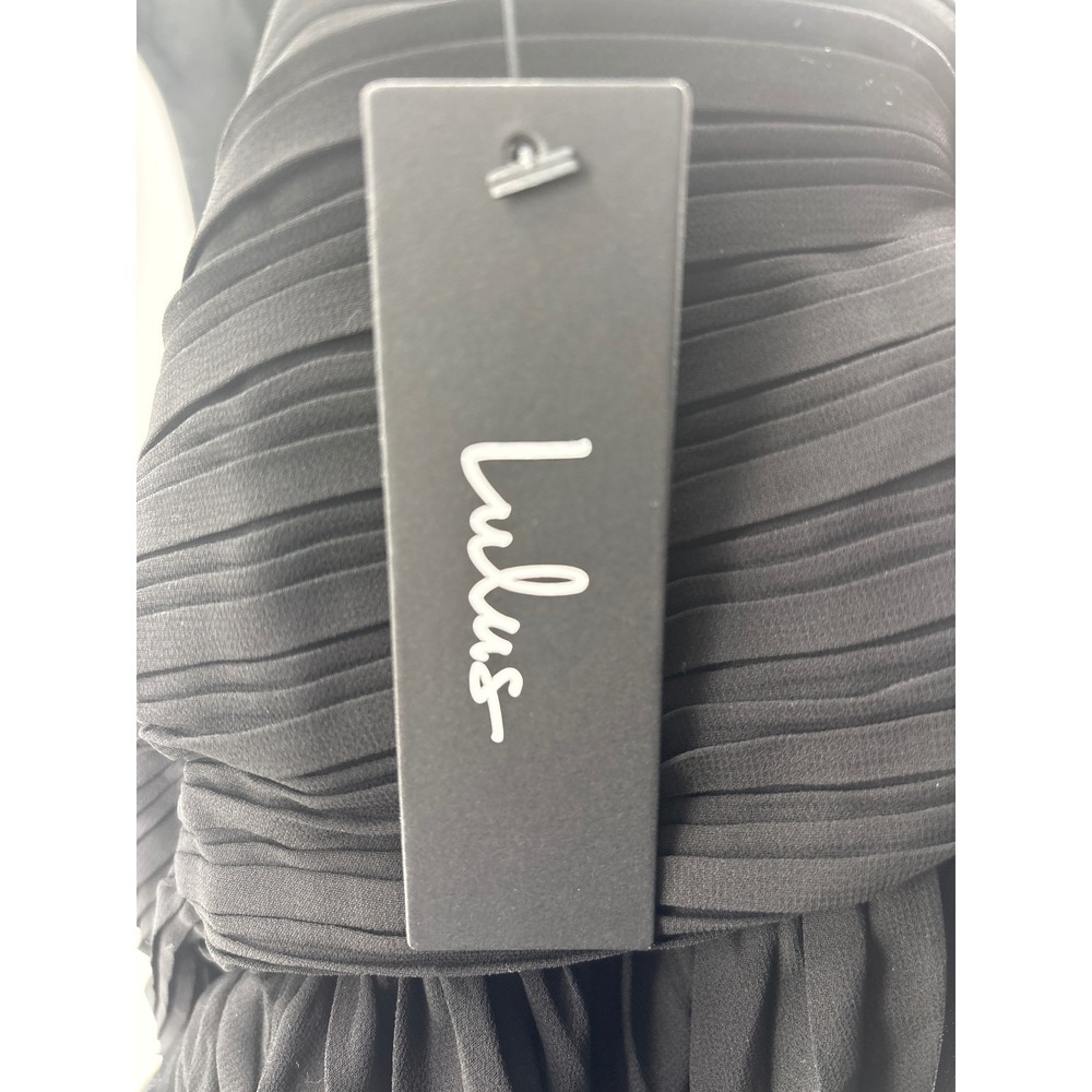Lulus Seriously Sensational Black Strapless Tiered Pleated Maxi Dress Size L - Picture 11 of 14